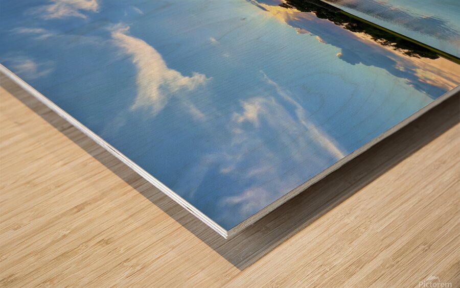 Inlet At Sunset Wood print