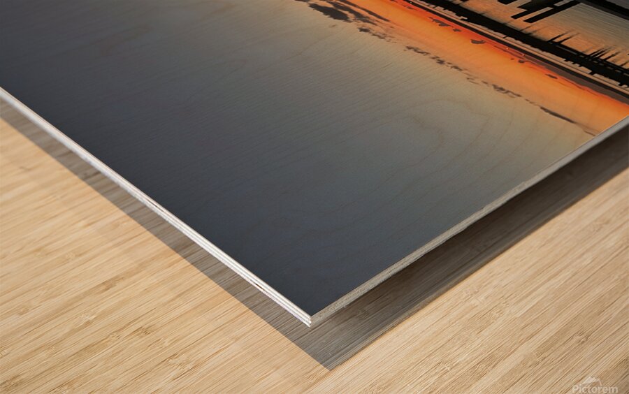 Dock At Sunset Wood print