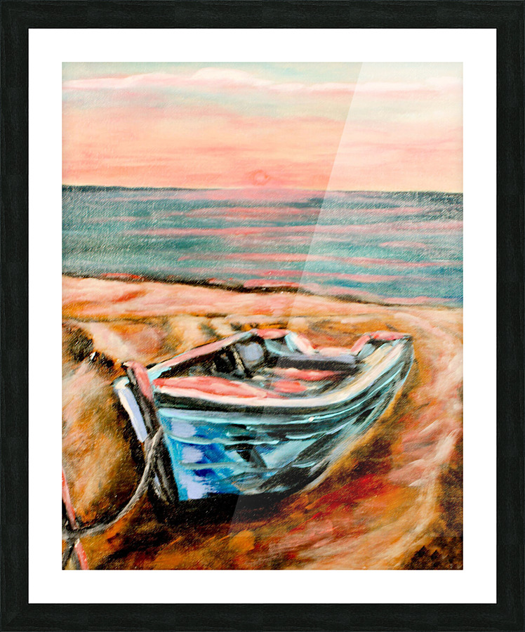 Blue Boat Picture Frame print
