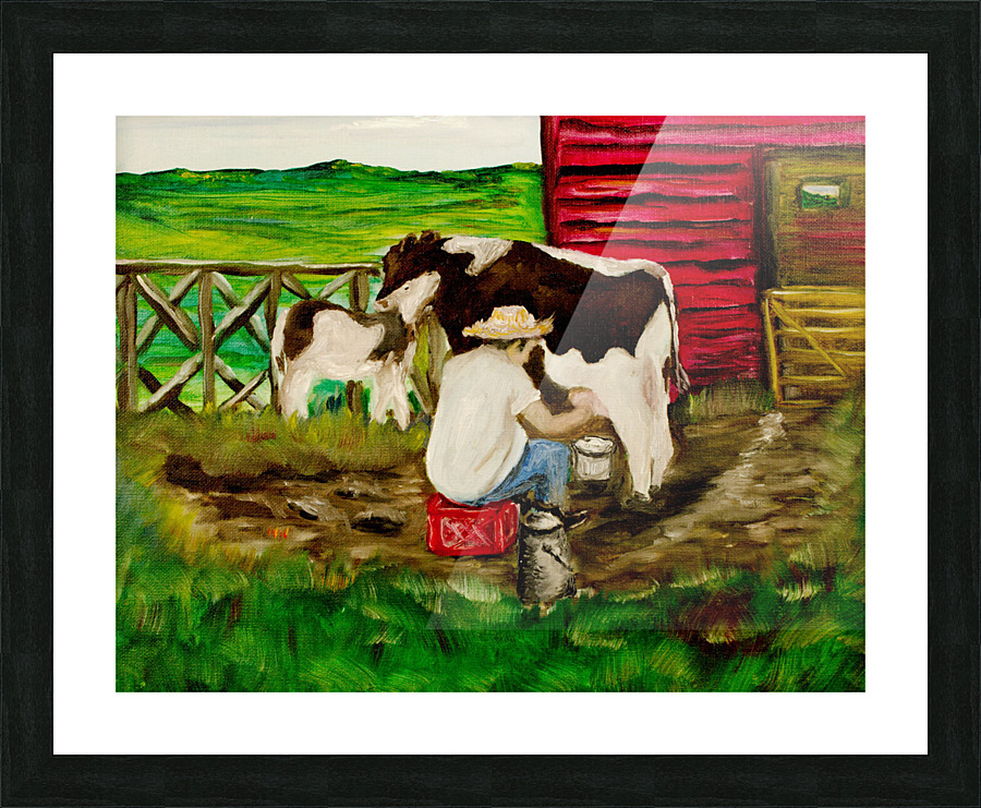 Cow Milking Picture Frame print