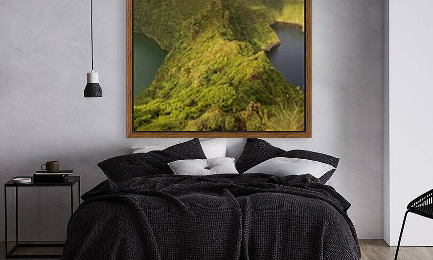 Panoramic view of Lagoa Negra and Lagoa Comprida on the Azores island of Flores	 by Moe Shirani