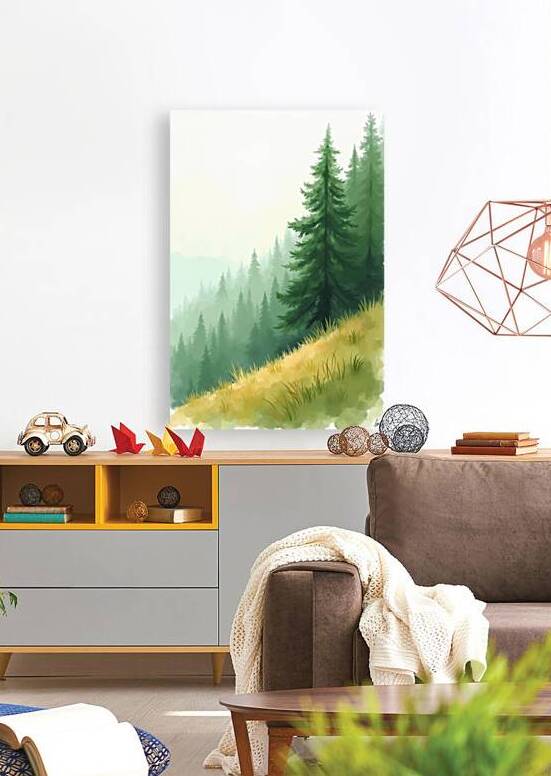 Morning Haze: Watercolor Landscape Harmony by Bothaina ALsomain