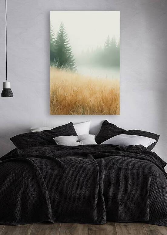 Golden Mist: Watercolor Landscape Serenity by Bothaina ALsomain