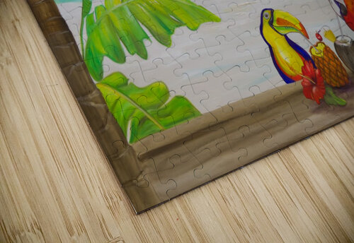  Beach tiki  Art Turquoise puzzle