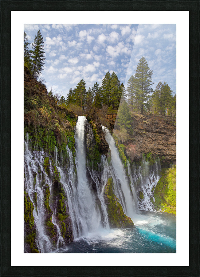 Burney Falls with Clouds Picture Frame print