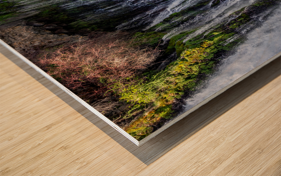 Burney Falls Side Shower Wood print