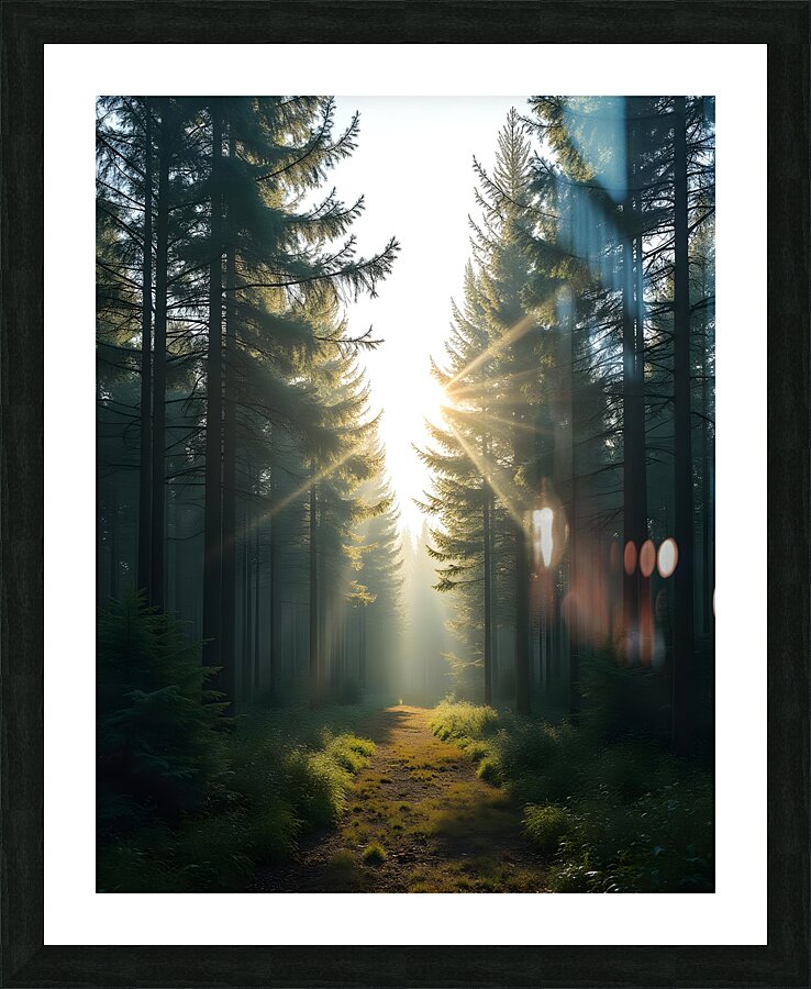 Sunlit Pine Forest 2 Picture Frame print