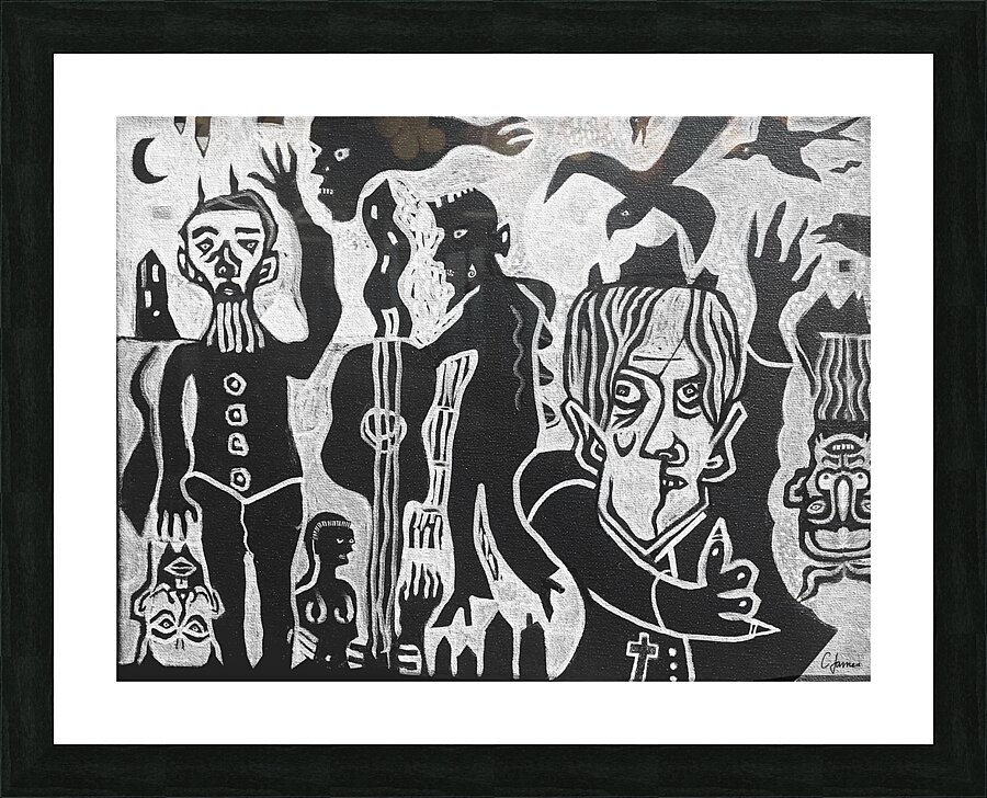 cardinal flees demons Picture Frame print