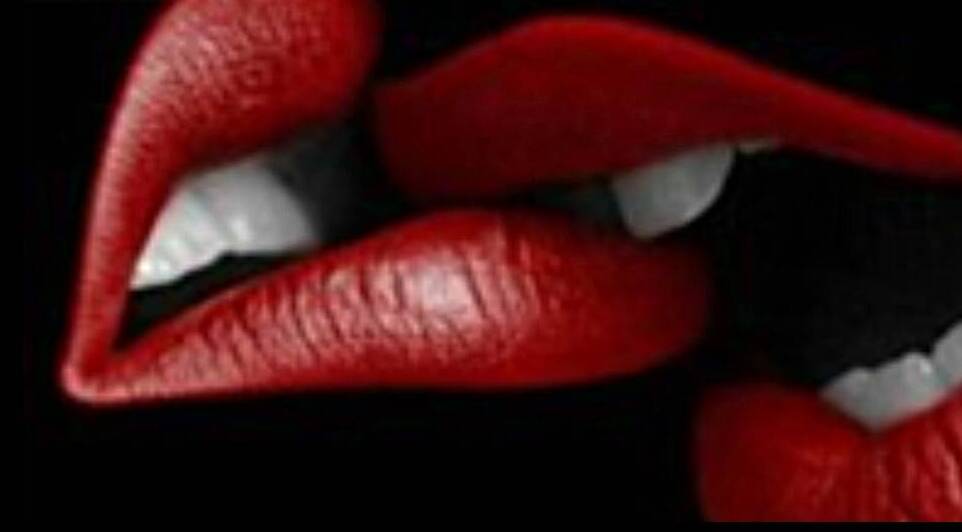 Two Pair of Exotic red Biting Lips by Kissed By Art2