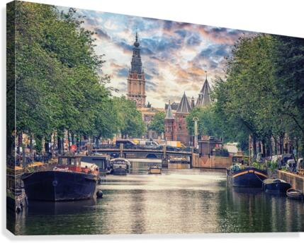 Amsterdam City Sunset Canvas Print