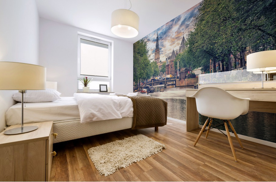 Amsterdam City Sunset Mural print