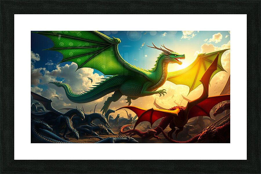 Green Dragon Dragon Has Pine Cone s4VGi Picture Frame print