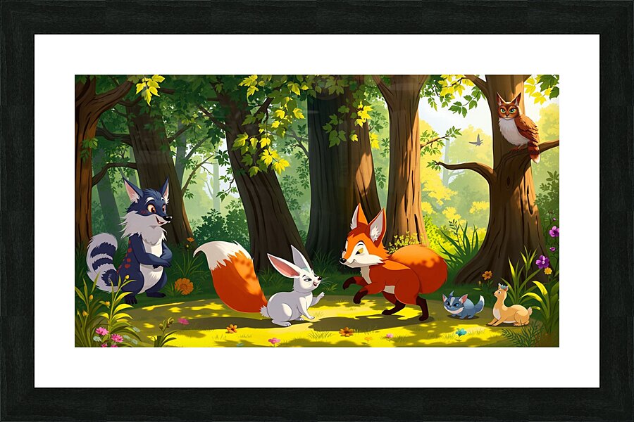 Collection of cute jungle animals Picture Frame print