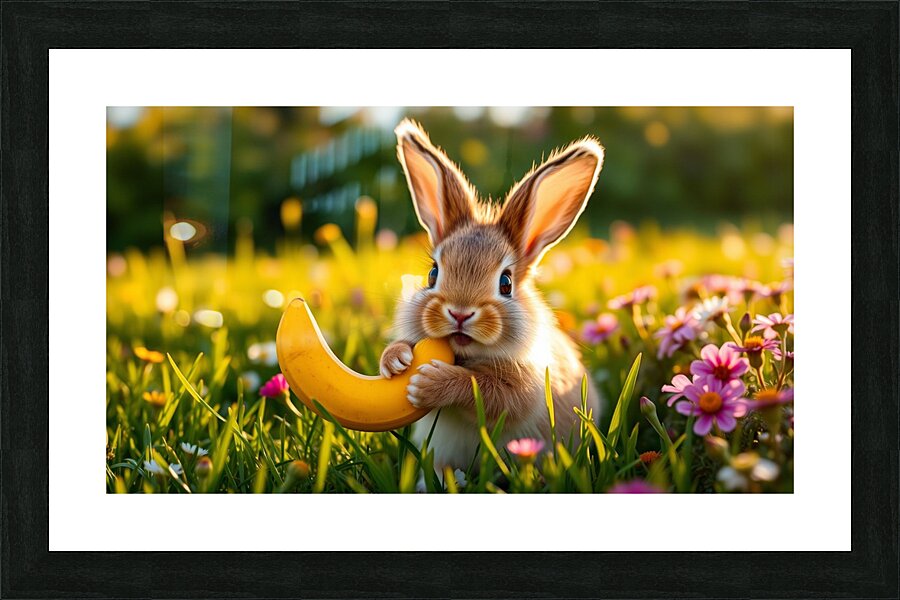  The rabbit eats bananas Picture Frame print