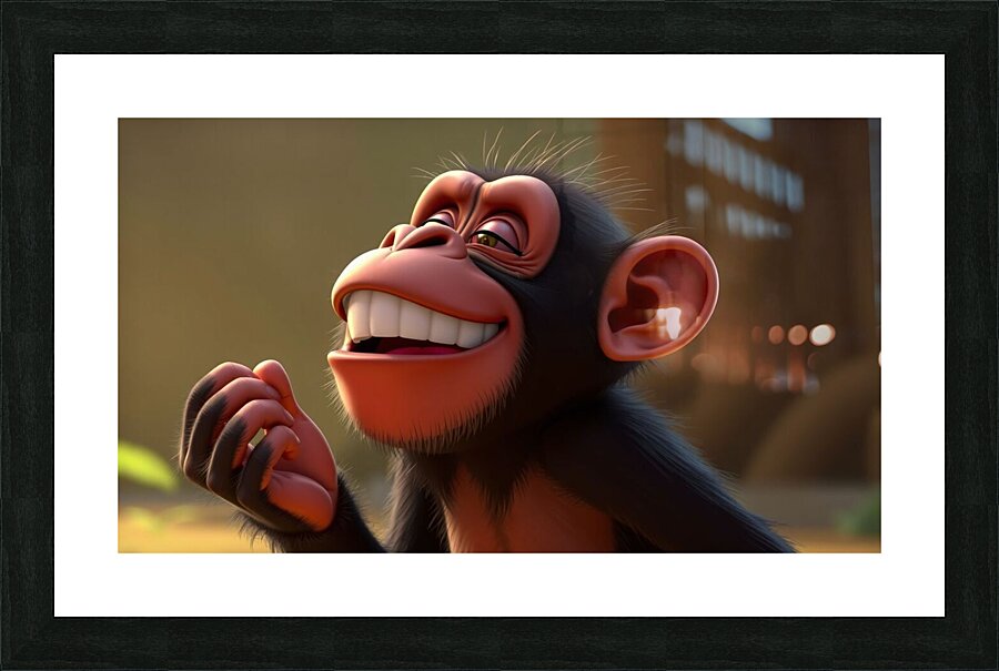 The Laughing Chimpanzee Picture Frame print