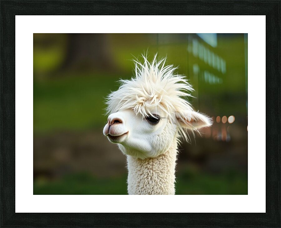 Alpaca with a Funky Hairstyle Picture Frame print