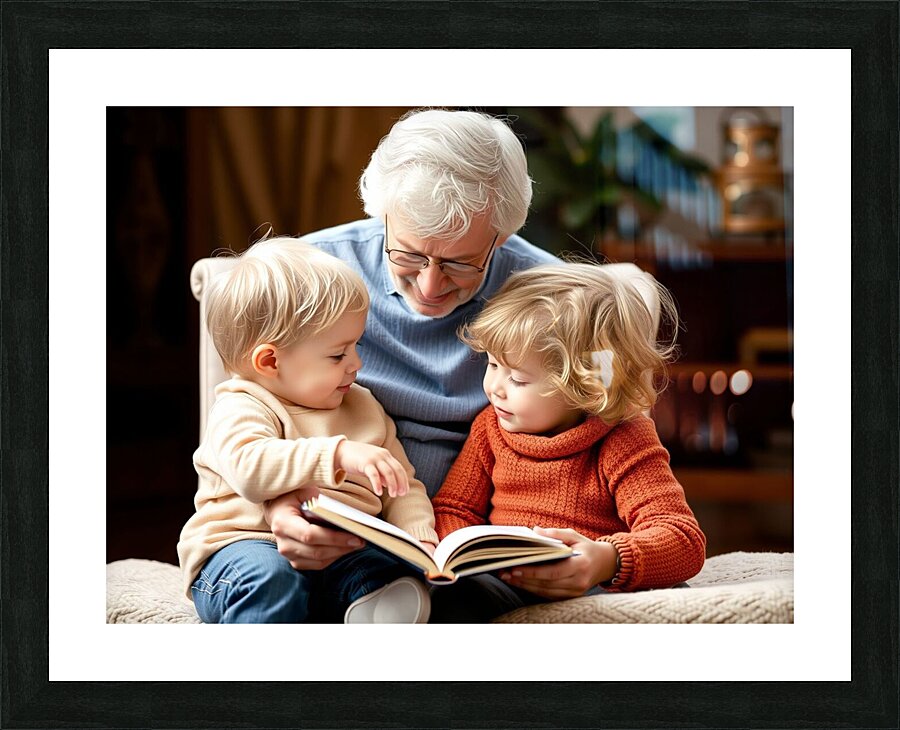 A Grandparent Reading a Story to a Child Picture Frame print