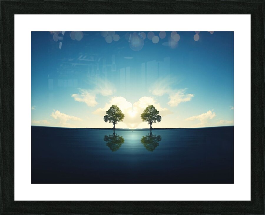 A Heart-Shaped Reflection in Water Picture Frame print