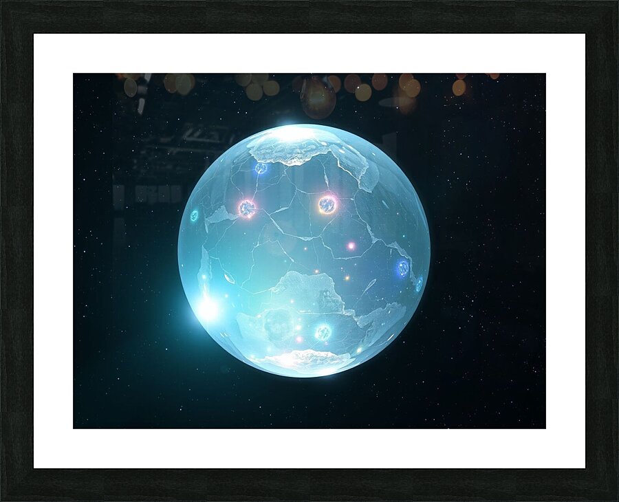  A Crystal Planet Floating in Deep Space Picture Frame print