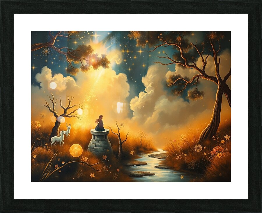 A wall art drawing by an artists imagination Picture Frame print