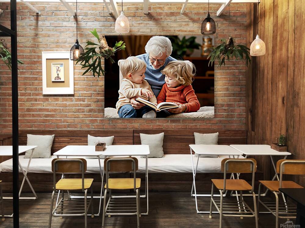 A Grandparent Reading a Story to a Child Reproduction