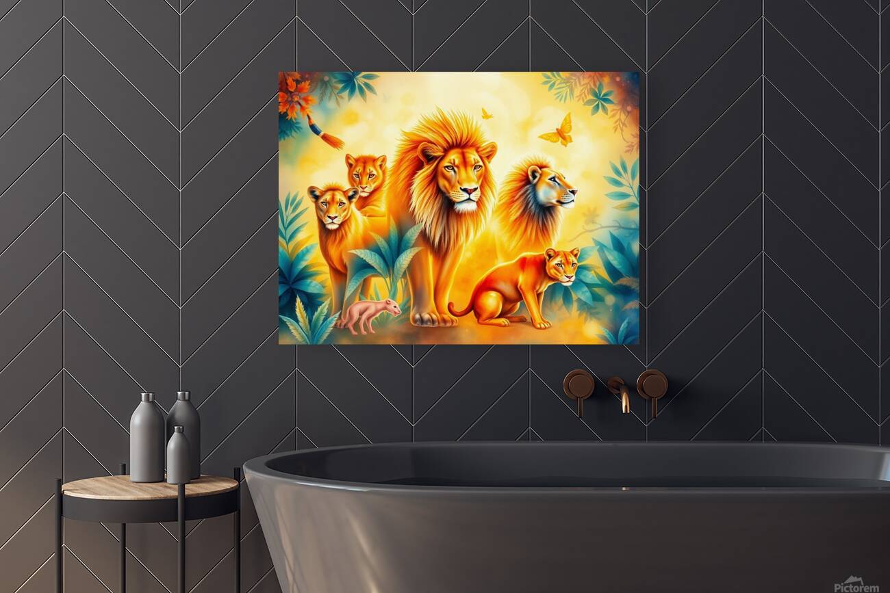 A vibrant watercolor painting depicting a group o Reproduction