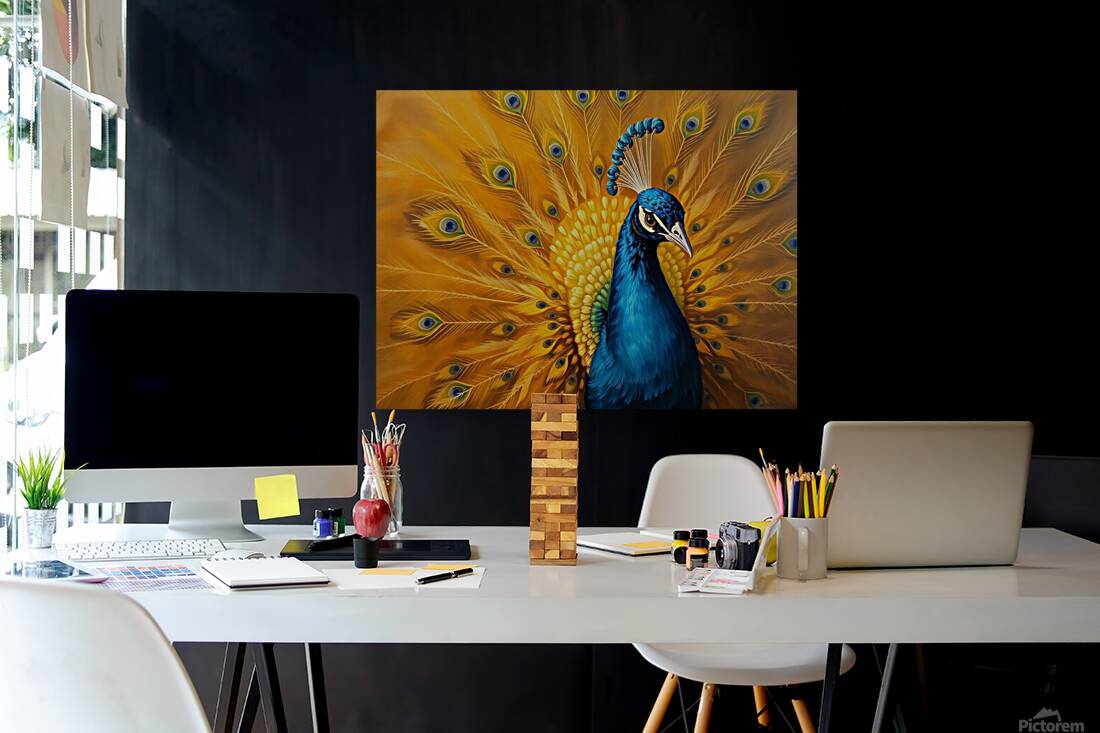 A majestic peacock in a classic oil painting styl Reproduction