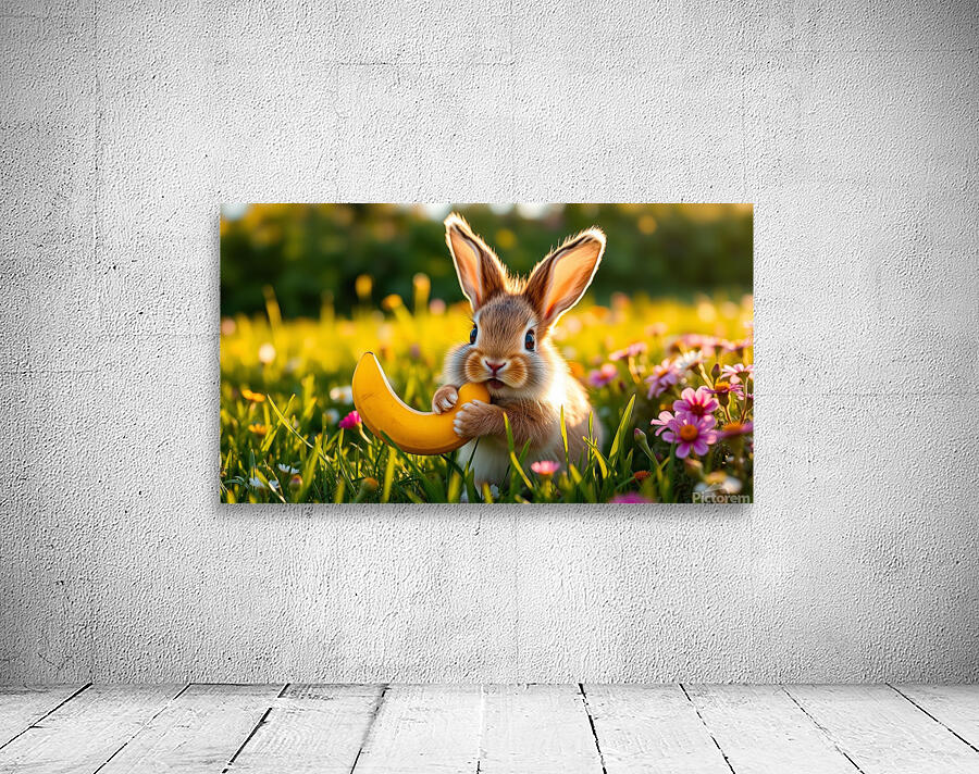  The rabbit eats bananas Wall Preview