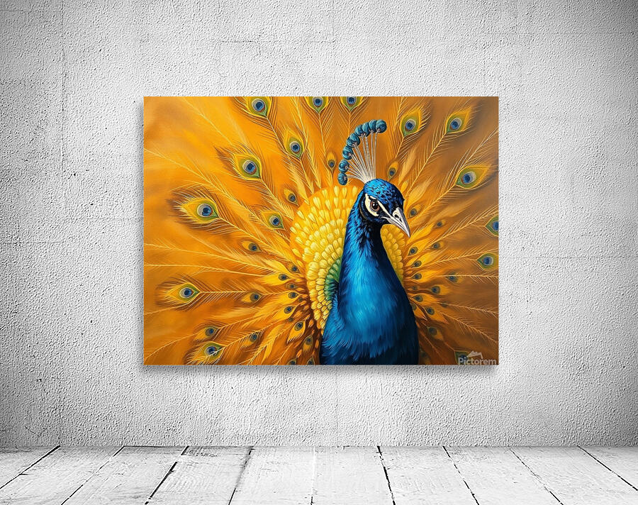A majestic peacock in a classic oil painting styl Wall Preview