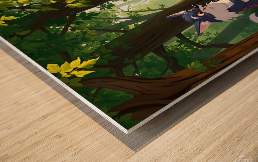 Collection of cute jungle animals Wood print