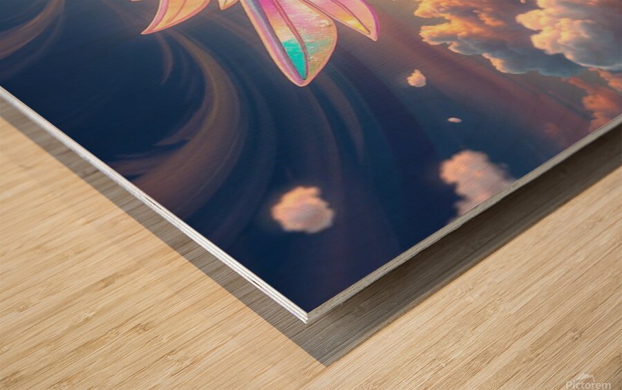 Image of an angel with the shape of a horse but an angel that flies Wood print