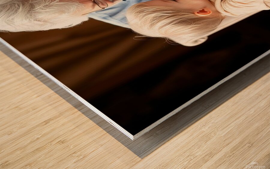 A Grandparent Reading a Story to a Child Wood print