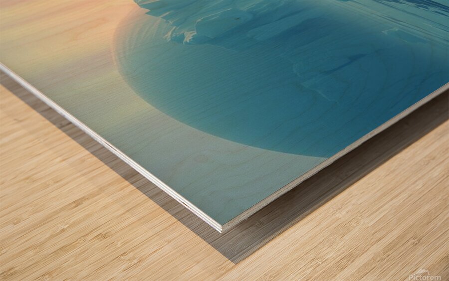 An Ice Planet with Frozen Oceans and Floating Icebergs Wood print