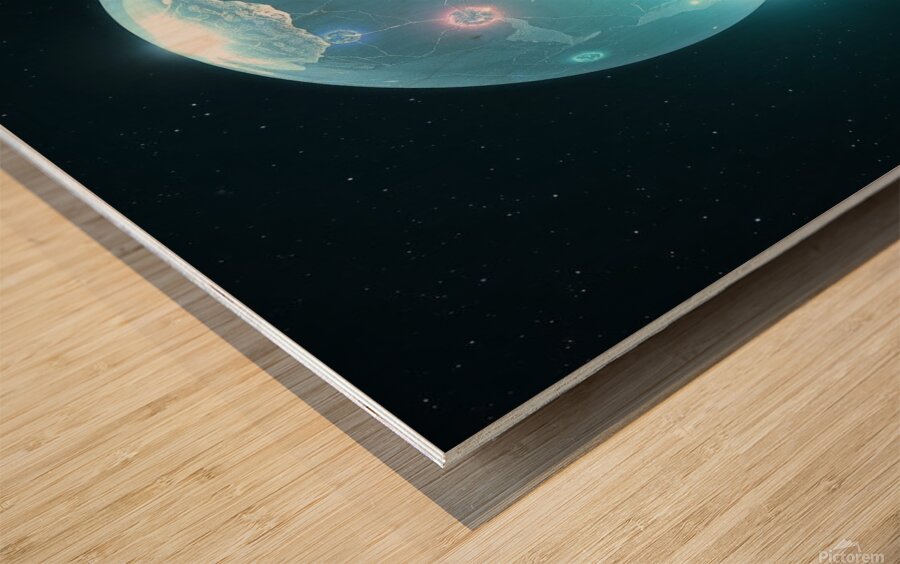  A Crystal Planet Floating in Deep Space Wood print
