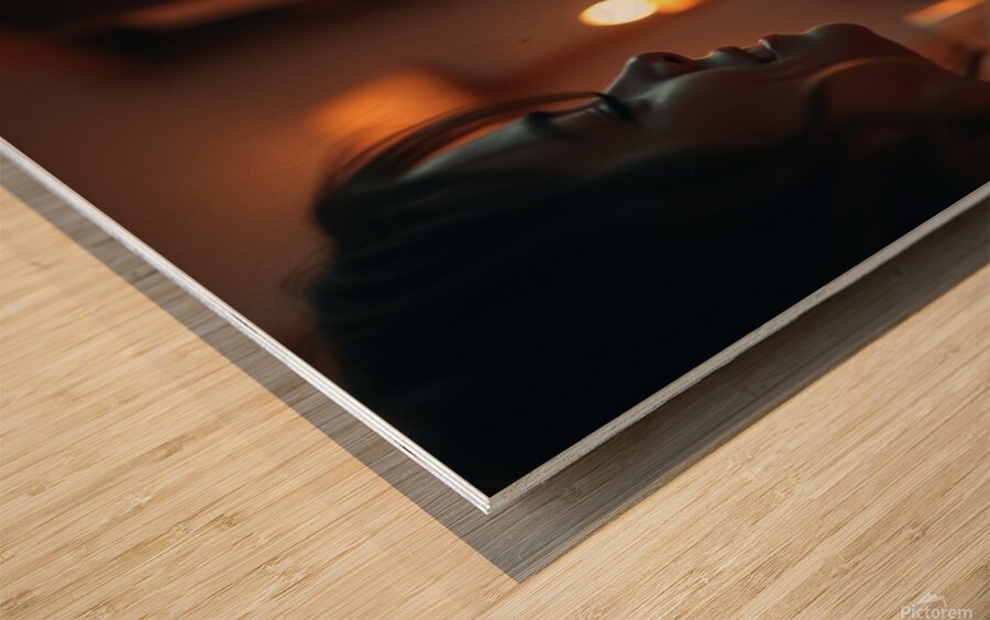 A cinematic still of a dog family scene with warm Wood print