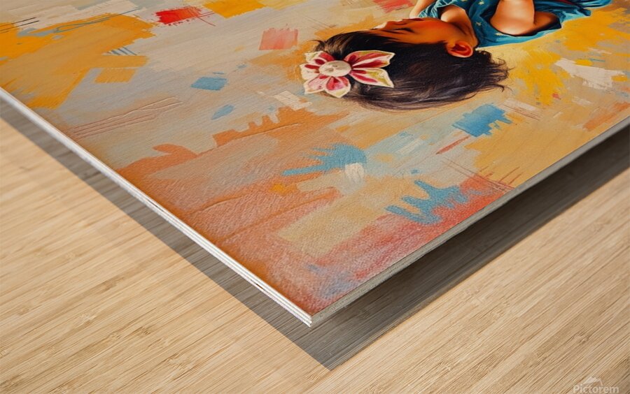 Oil painting depicting children playing rich text Wood print