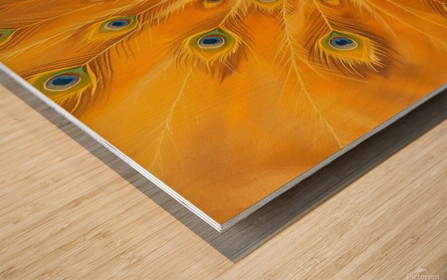 A majestic peacock in a classic oil painting styl Wood print