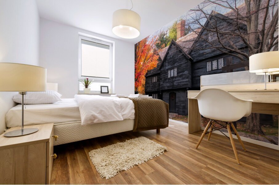 Seasons of Mystery: The Enigmatic Charm of Salems Witch House Mural print