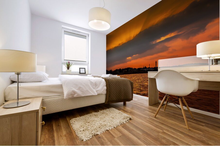 Radiant Dusk Over Marblehead Lighthouse Mural print