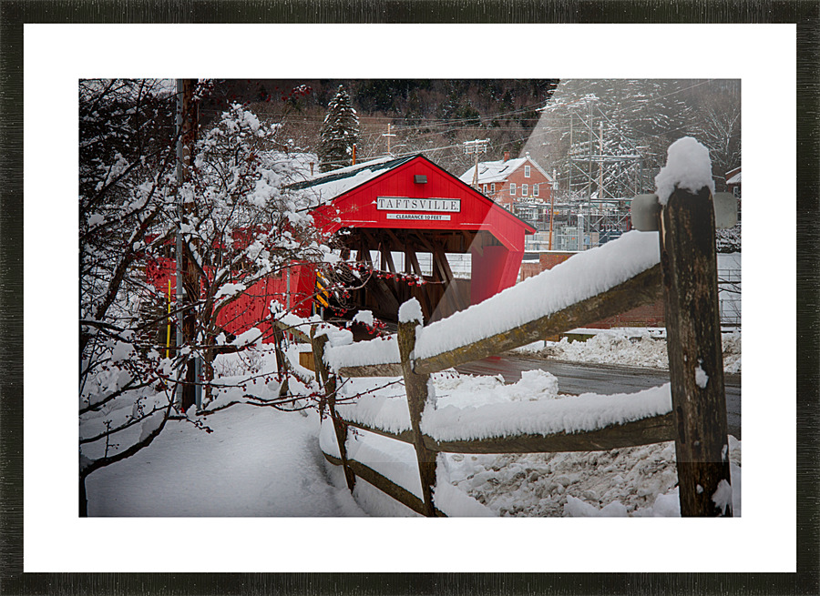 Taftsville covered Bridge VT in Winter Picture Frame print