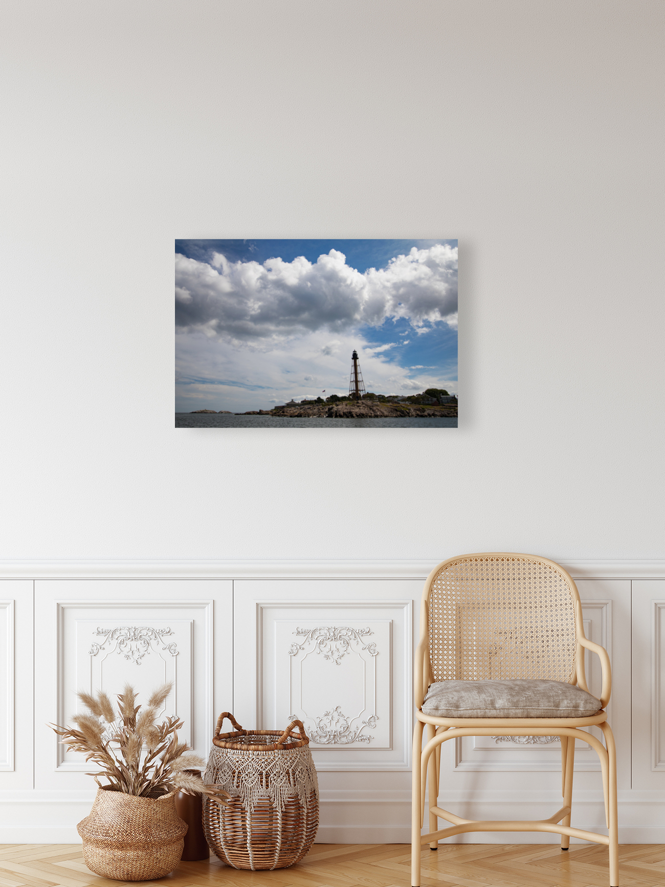 Marblehead Lighthouse under Billowy Clouds Reproduction
