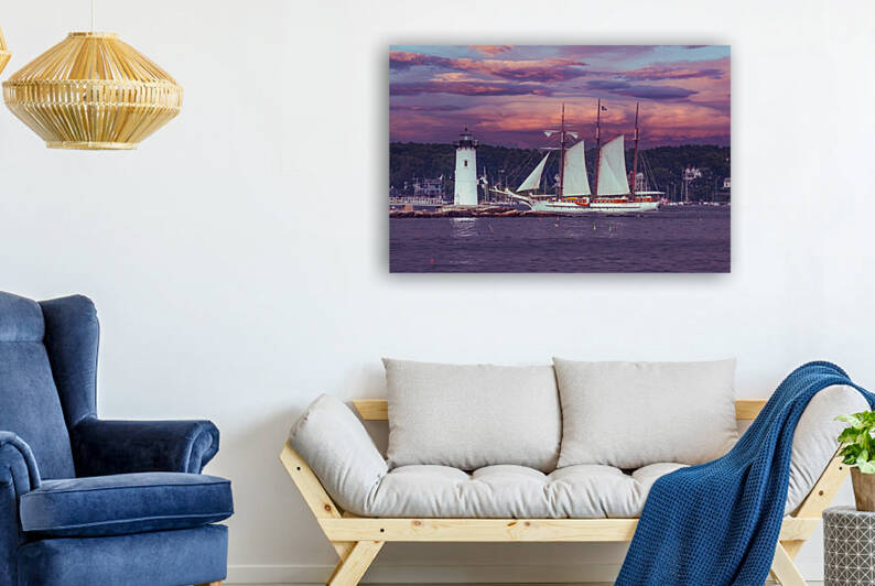 Mystic Sailing past Portsmouth Lighthouse by Jeff Folger