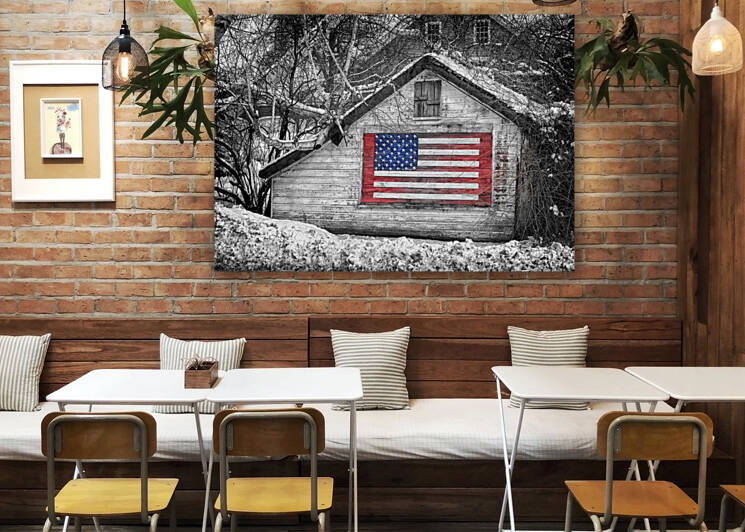 Rustic American Flag on a Weathered Grey Barn by Jeff Folger