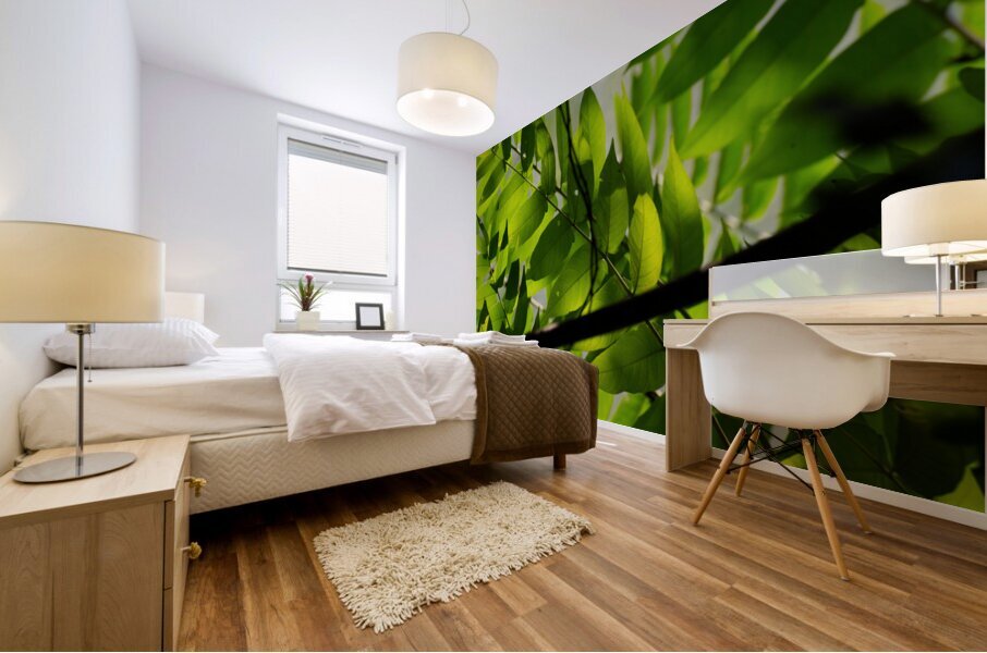 Glowing leaves Mural print