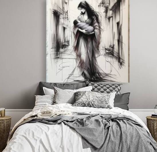 Whispers of the Past: A Mother’s Love in Charcoal by Visual Orchid
