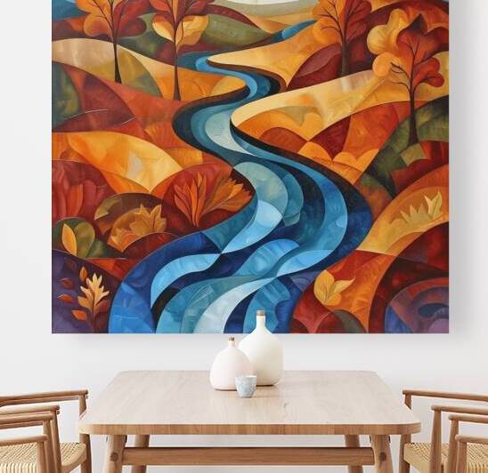Geometric Currents: An Autumn River by Visual Orchid