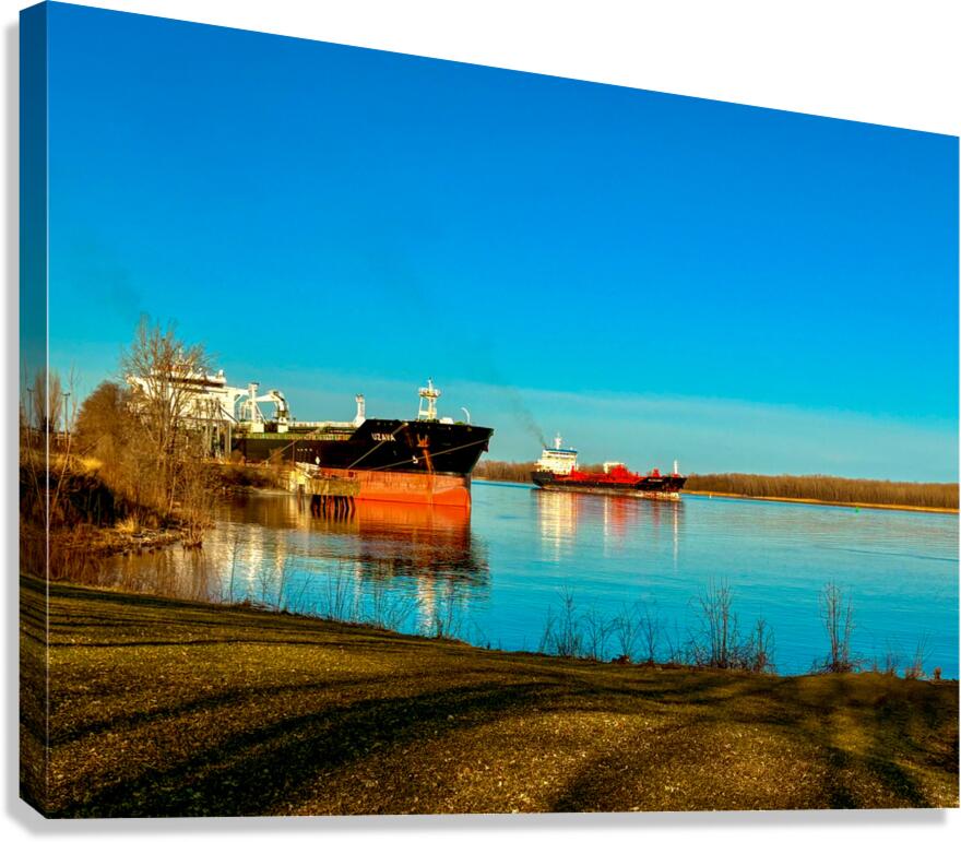 Two cargo on the river Canvas Print