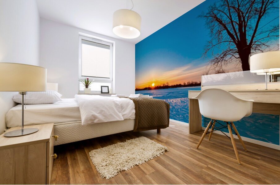 Sunrise in winter Mural print