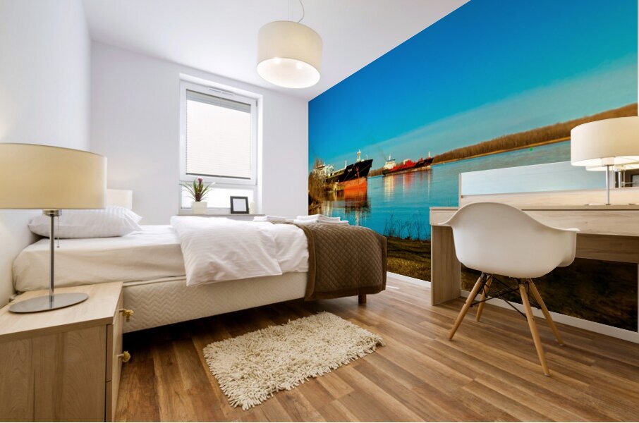 Two cargo on the river Mural print