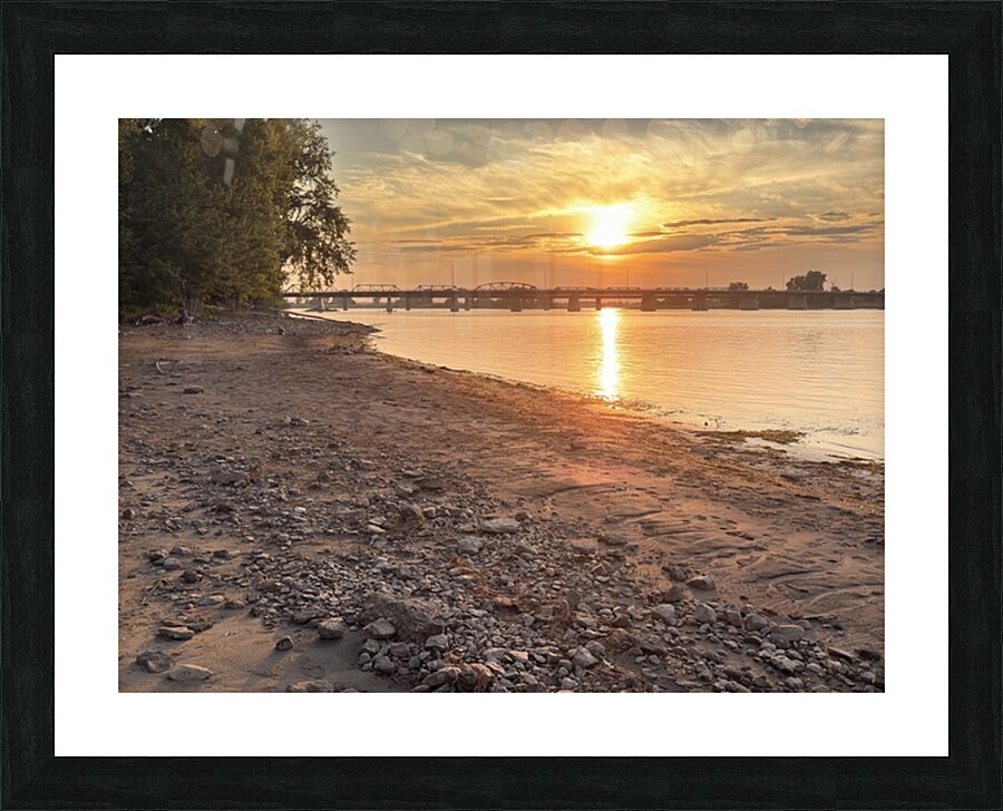 Sunset on a bridge Picture Frame print